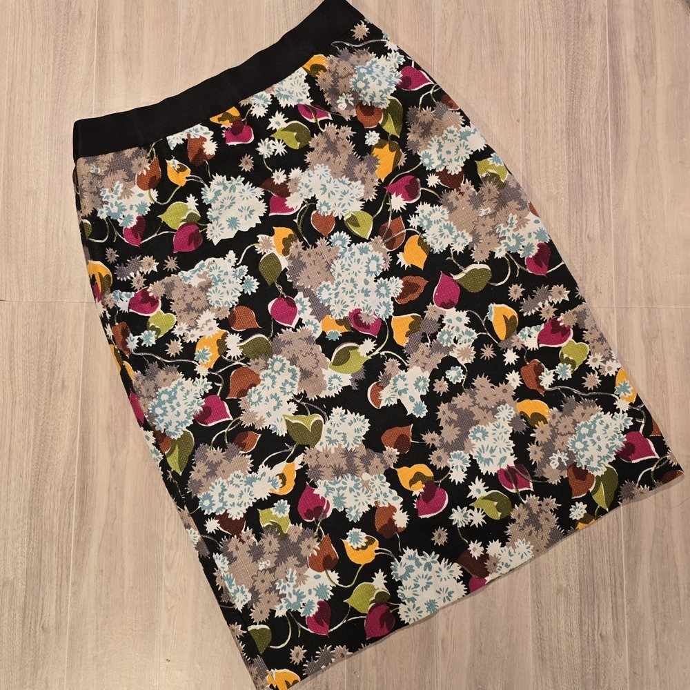 Anthropologie GIRLS FROM SAVOY Midi Pencil Skirt Floral Linen Blend Size 2. - Picture 1 of 13